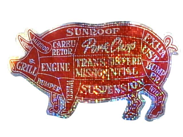 PORKCHOP GARAGE SUPPLY ݡå 졼ץ饤HOLOGRAM PORK STICKERۥ ݡ ƥå2BLACK/RED