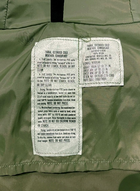 US ARMY ECWCS GEN1 ��������쥢������ size:X-SMALL-REGULAR��COLD WEATHER PARKA CAMOUFLAGE ������ɥ������� �ѡ����� ����ե顼���塡WINFIELD MFG.CO.���Ʒ���Gore-Tex �����ƥå���������ե� ���㥱�åȡ��º̡���Used �桼���ɡۡ���š�