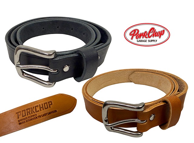 PORKCHOP GARAGE SUPPLY �ݡ�������åץ��졼�����ץ饤 LEATHER BELT 01���쥶���٥�ȡ�2����BLACK/CAMEL��