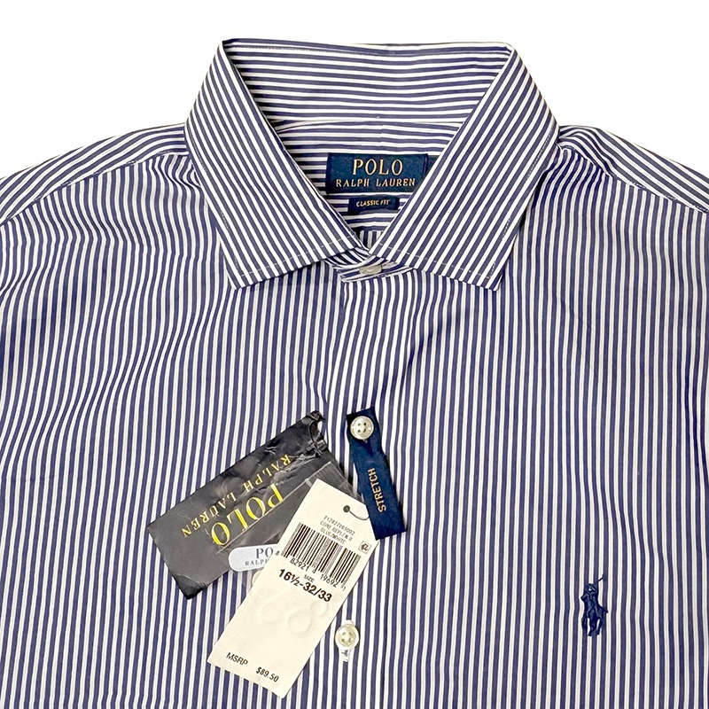 ��̤�����ʡ� POLO Ralph Lauren �ݥ� ���ե������STRIPE DRESS SHIRT ���ȥ饤�� �ɥ쥹����ġ�CLASSIC FIT ���饷�å��ե��åȡ�col.BLUE STRIPE��size:16 1/2 ����šۡ�Ź�޻����Բġ�
