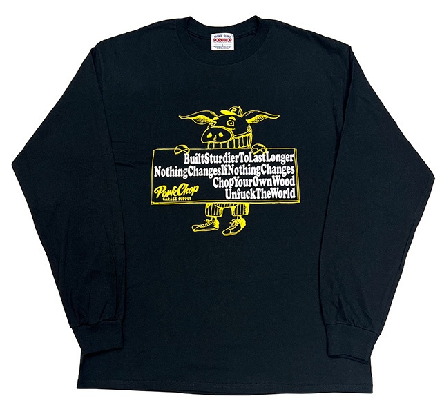 PORKCHOP GARAGE SUPPLY �ݡ�������å� ���졼�����ץ饤��SLOGAN L/S TEE������������ ĹµT����ġ�����T��3��(WHITE/BLACK/NAVY)��2025SS