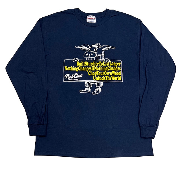 PORKCHOP GARAGE SUPPLY �ݡ�������å� ���졼�����ץ饤��SLOGAN L/S TEE������������ ĹµT����ġ�����T��3��(WHITE/BLACK/NAVY)��2025SS