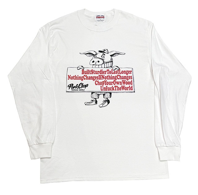 PORKCHOP GARAGE SUPPLY �ݡ�������å� ���졼�����ץ饤��SLOGAN L/S TEE������������ ĹµT����ġ�����T��3��(WHITE/BLACK/NAVY)��2025SS
