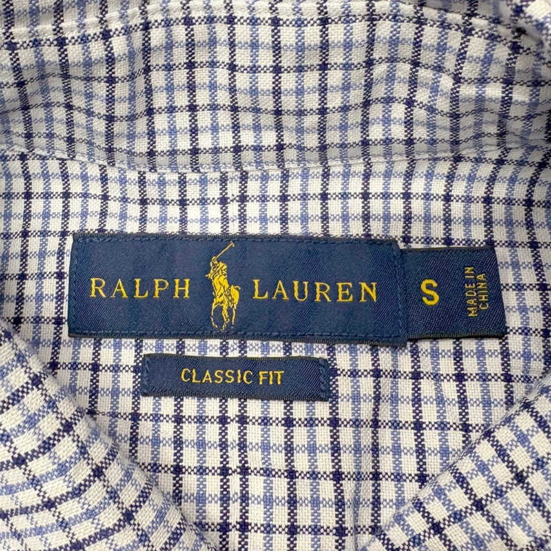 ��̤�����ʡ� Ralph Lauren ���ե������ L/S BD SHIRT ���󥰥��꡼�� �ܥ�������� ����ġ�CLASSIC FIT ���饷�å��ե��åȡ�col.BLUE CHECK��size:S ����šۡ�Ź�޻����Բġ�