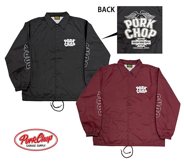 PORKCHOP GARAGE SUPPLY  �ݡ�������å� ���졼�� ���ץ饤��WP BIG LOGO COACH JKT���ӥå����� ������ ���㥱�åȡ�2����BLACK/BURGUNDY��