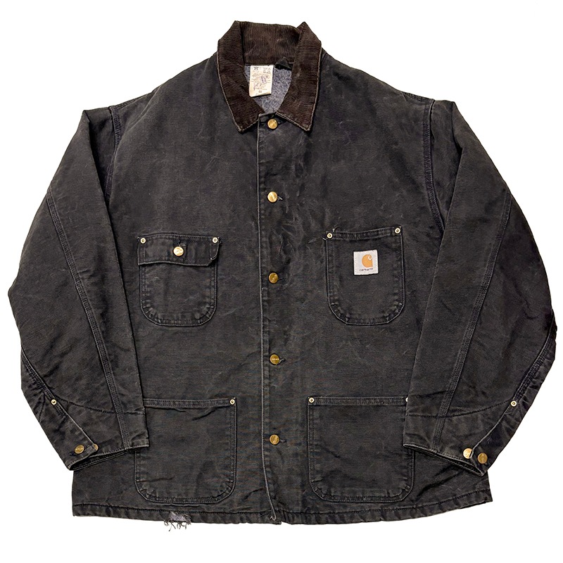 90s��Carhartt �����ϡ��ȡ�Michigan Chore Coat �ߥ�������祢�����ȡ�col:BLACK��size:48���֥�󥱥åȥ饤�ʡ���Made in U.S.A.����VINTAGE �ӥ�ơ����ۡ���š�