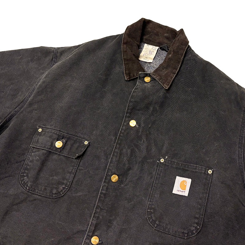 90s��Carhartt �����ϡ��ȡ�Michigan Chore Coat �ߥ�������祢�����ȡ�col:BLACK��size:48���֥�󥱥åȥ饤�ʡ���Made in U.S.A.����VINTAGE �ӥ�ơ����ۡ���š�