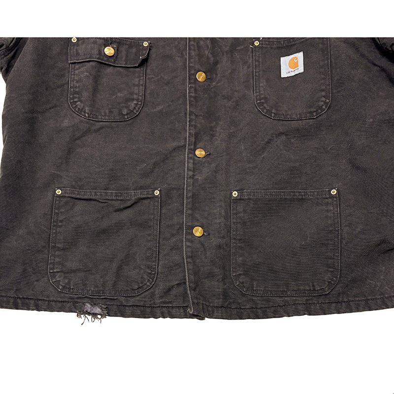 90s��Carhartt �����ϡ��ȡ�Michigan Chore Coat �ߥ�������祢�����ȡ�col:BLACK��size:48���֥�󥱥åȥ饤�ʡ���Made in U.S.A.����VINTAGE �ӥ�ơ����ۡ���š�