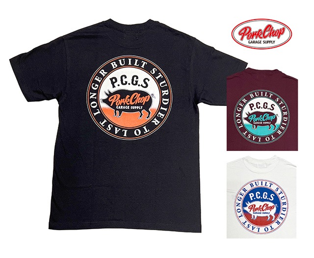 PORKCHOP GARAGE SUPPLY ݡå 졼ץ饤CIRCLE PORK TEE ݡ TġȾµ3(WHITE/BLACK/BURGUNDY)2025SS