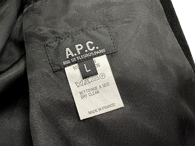 A.P.C. ڡCORDUROY TAILORED JACKET ǥ ơ顼ɥ㥱åȡcol.BLACKsize:Men's LǥѥåꡡMADE IN FRANCE OLD ɡۡš