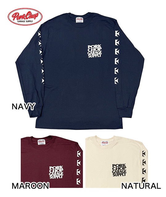 PORKCHOP GARAGE SUPPLY �ݡ�������å� ���졼�����ץ饤��C&H LOGO L/S TEE��C&H���� ���󥰥��꡼�� T����ġ�ĹµT����ġ�����T��3��(NAVY/NATURAL/MAROON)��2026AW