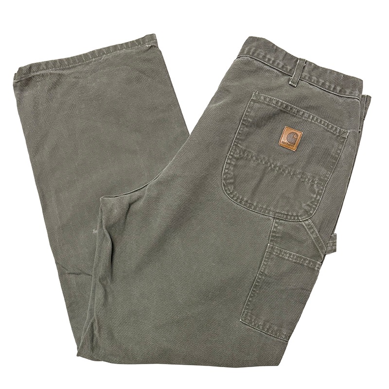 Carhartt �����ϡ��ȡ�Single Knee Painter Pants ���󥰥�ˡ� �ڥ��󥿡��ѥ�ġ�col.OLIVE��size:W38��L32ɽ�������å����ϡ�COTTON100% ����USED �桼���ɡۡ���šۡ�Ź�޻����Բġ�