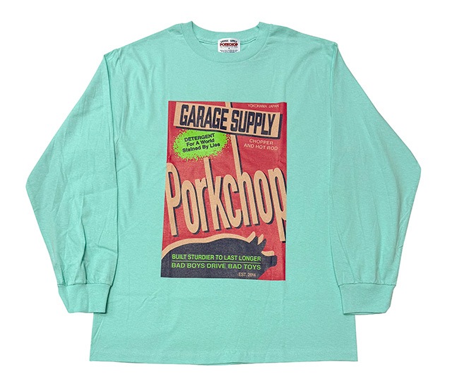 PORKCHOP GARAGE SUPPLY �ݡ�������å� ���졼�����ץ饤��DETERGENT L/S TEE�� �ǥ�����������ȡ����󥰥��꡼�� T����ġ�ĹµT����ġ�����T��3��(BLACK/WHITE/MINT GREEN)��2026AW