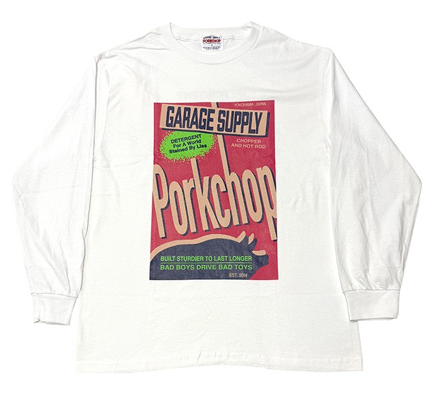 PORKCHOP GARAGE SUPPLY �ݡ�������å� ���졼�����ץ饤��DETERGENT L/S TEE�� �ǥ�����������ȡ����󥰥��꡼�� T����ġ�ĹµT����ġ�����T��3��(BLACK/WHITE/MINT GREEN)��2026AW