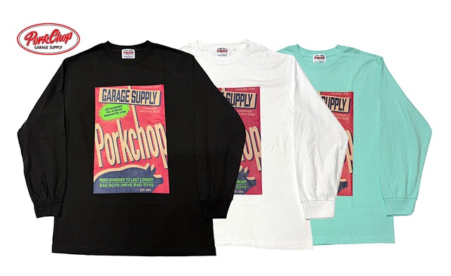 PORKCHOP GARAGE SUPPLY �ݡ�������å� ���졼�����ץ饤��DETERGENT L/S TEE�� �ǥ�����������ȡ����󥰥��꡼�� T����ġ�ĹµT����ġ�����T��3��(BLACK/WHITE/MINT GREEN)��2026AW