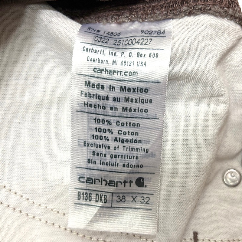 Carhartt �����ϡ��ȡ�Double Knee Painter Pants ���֥�ˡ� �ڥ��󥿡��ѥ�ġ�col.BROWN��size:W38��L32ɽ�������å����ϡ�COTTON100% ��USED �桼���ɡۡ���šۡ�Ź�޻����Բġ�