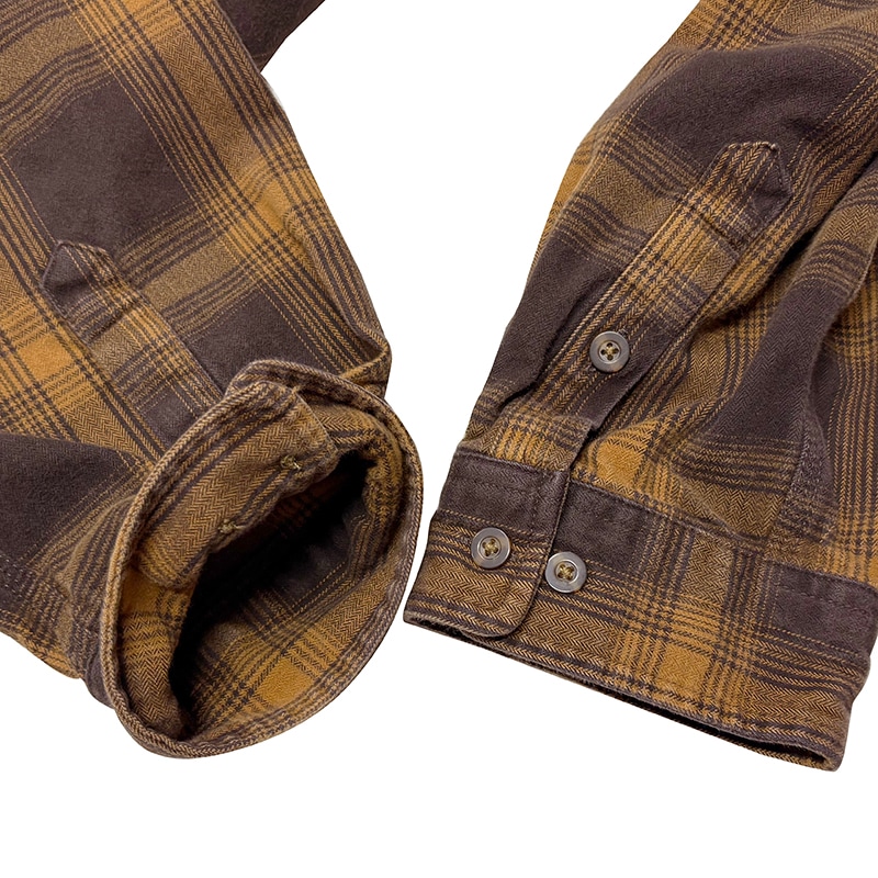 Carhartt �����ϡ��ȡ�L/S Flannel Shirt ���󥰥��꡼�� �ե��ͥ� ����ġ������å�����col.BROWN��YELLOW��size:2XL��ORIGINAL FIT ���ꥸ�ʥ�ե��åȡ�COTTON100%����USED �桼���ɡۡ���šۡ�Ź�޻����Բġ�
