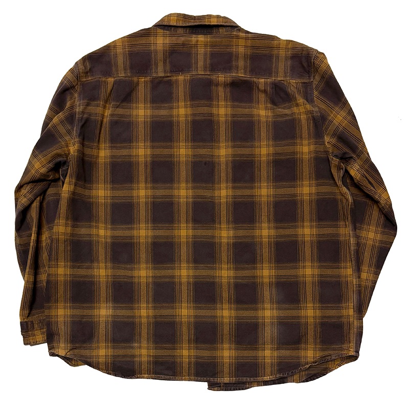 Carhartt �����ϡ��ȡ�L/S Flannel Shirt ���󥰥��꡼�� �ե��ͥ� ����ġ������å�����col.BROWN��YELLOW��size:2XL��ORIGINAL FIT ���ꥸ�ʥ�ե��åȡ�COTTON100%����USED �桼���ɡۡ���šۡ�Ź�޻����Բġ�