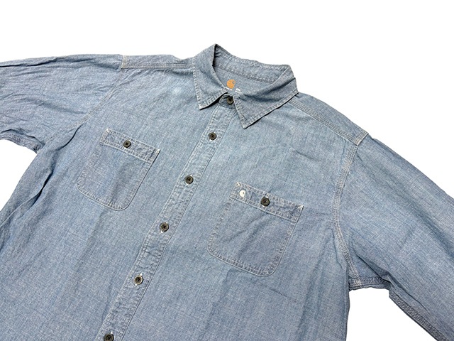 Carhartt �����ϡ��ȡ�Chambray L/S Shirts �����֥졼����ġ�col.BLUE��size:2XL��COTTON100%����USED �桼���ɡۡ���šۡ�Ź�޻����Բġ�