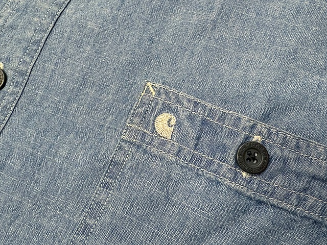 Carhartt �����ϡ��ȡ�Chambray L/S Shirts �����֥졼����ġ�col.BLUE��size:2XL��COTTON100%����USED �桼���ɡۡ���šۡ�Ź�޻����Բġ�