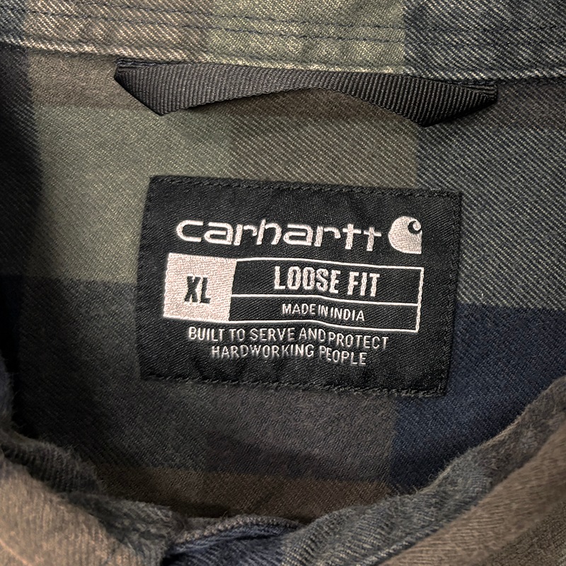 Carhartt �����ϡ��ȡ�L/S Flannel Shirt ���󥰥��꡼�� �ե��ͥ� ����ġ������å�����col.GREEN��BROWN��size:XL��LOOSE FIT �롼���ե��åȡ�COTTON100%����USED �桼���ɡۡ���šۡ�Ź�޻����Բġ�