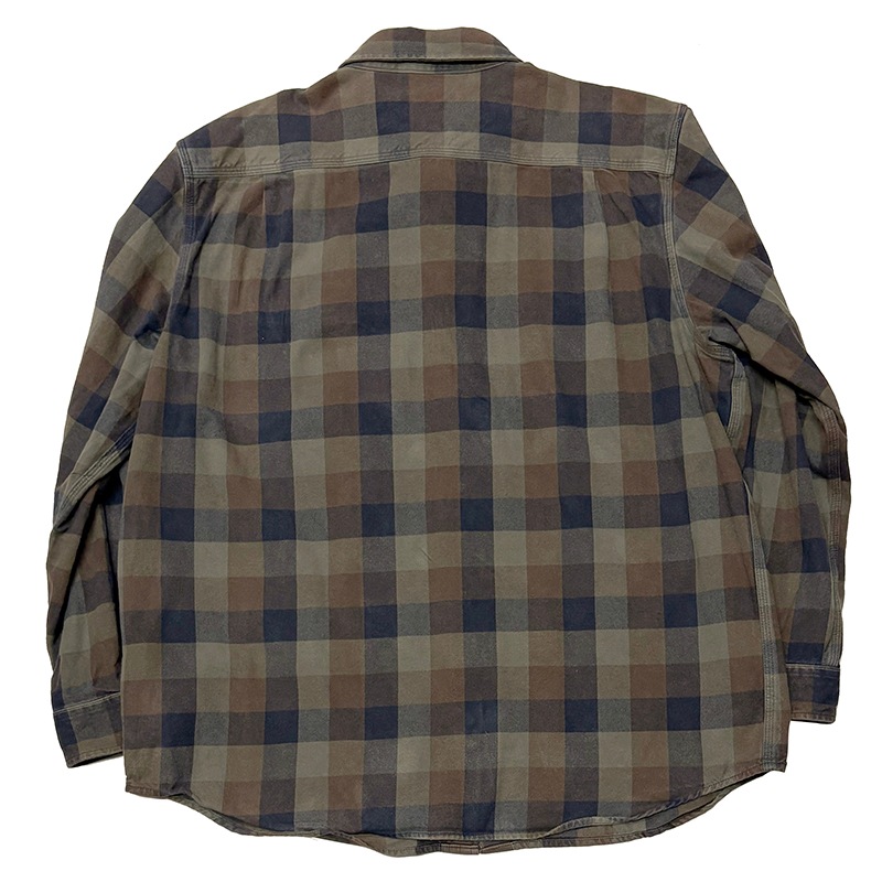 Carhartt �����ϡ��ȡ�L/S Flannel Shirt ���󥰥��꡼�� �ե��ͥ� ����ġ������å�����col.GREEN��BROWN��size:XL��LOOSE FIT �롼���ե��åȡ�COTTON100%����USED �桼���ɡۡ���šۡ�Ź�޻����Բġ�