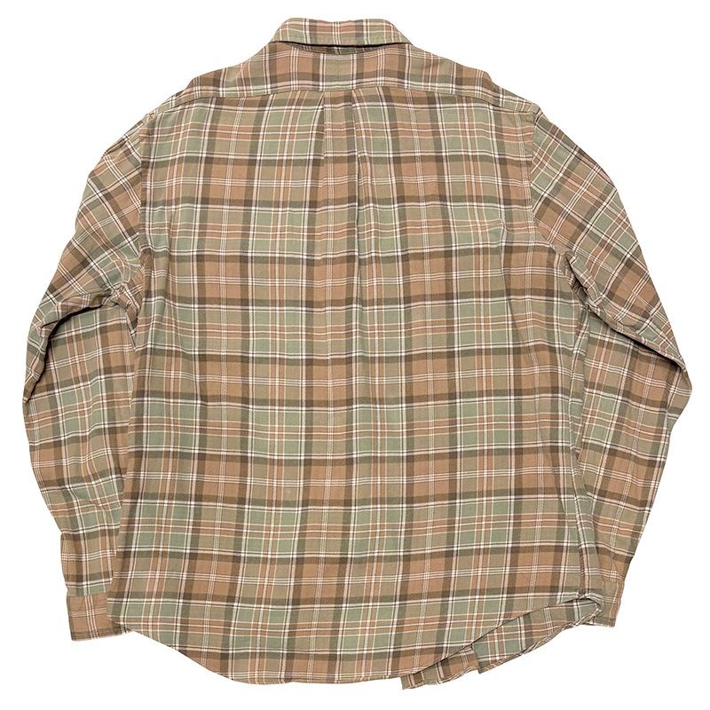 90s��Polo by Ralph Lauren �ݥ� ���ե������L/S Flannel Shirt ���󥰥��꡼�� �ե��ͥ� ����ġ������å�����col.BEIGE��GREEN��size:XL������ͥ롡��VINTAGE �ӥ�ơ����ۡ���šۡ�Ź�޻����Բġ�