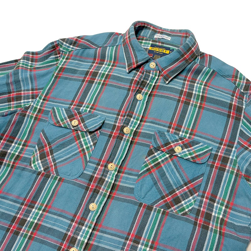 RUGBY-Ralph Lauren- �饰�ӡ� -���ե������-��L/S Flannel Shirt ���󥰥��꡼�� �ե��ͥ� ����ġ������å�����col.BLUE��RED��size:XL����USED �桼���ɡۡ���šۡ�Ź�޻����Բġ�