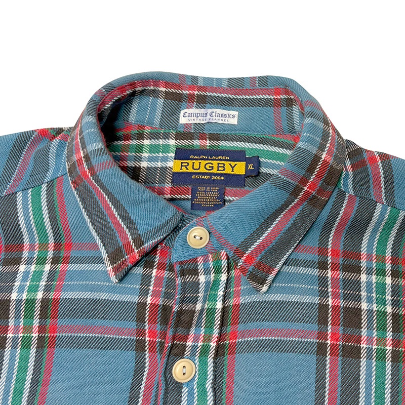 RUGBY-Ralph Lauren- �饰�ӡ� -���ե������-��L/S Flannel Shirt ���󥰥��꡼�� �ե��ͥ� ����ġ������å�����col.BLUE��RED��size:XL����USED �桼���ɡۡ���šۡ�Ź�޻����Բġ�