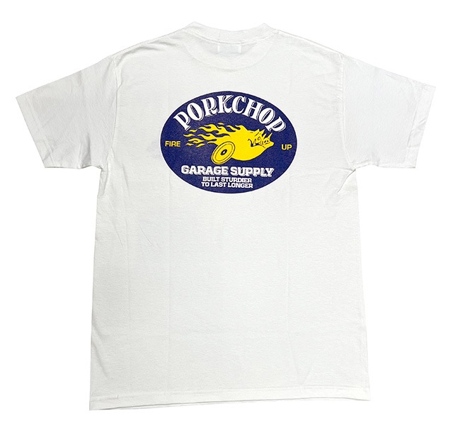 PORKCHOP GARAGE SUPPLY �ݡ�������å� ���졼�����ץ饤��FIRE UP TEE �ե����������å� T����ġ�Ⱦµ��3��(BLACK/WHITE/BLUE)��2025SS