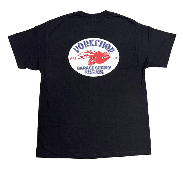 PORKCHOP GARAGE SUPPLY �ݡ�������å� ���졼�����ץ饤��FIRE UP TEE �ե����������å� T����ġ�Ⱦµ��3��(BLACK/WHITE/BLUE)��2025SS