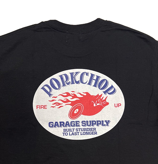 PORKCHOP GARAGE SUPPLY �ݡ�������å� ���졼�����ץ饤��FIRE UP TEE �ե����������å� T����ġ�Ⱦµ��3��(BLACK/WHITE/BLUE)��2025SS