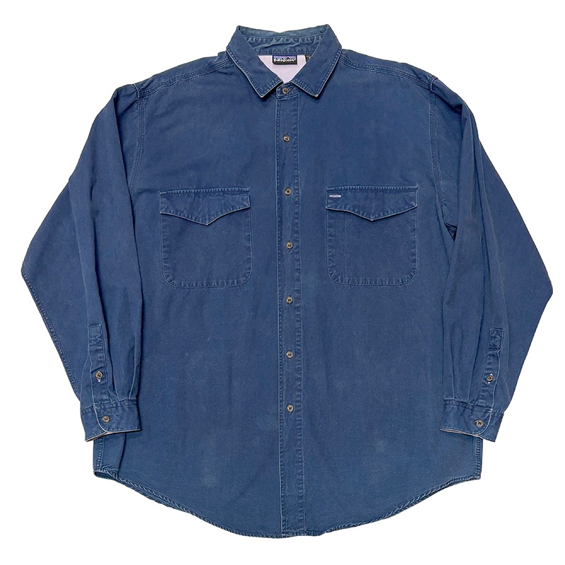 '90��patagonia �ѥ����˥���INDIGO WORK SHIRTS ����ǥ��� �������ġ�col.INDIGO��size:MEN'S XL��COTTON100%����VINTAGE �ӥ�ơ����ۡ���šۡ�Ź�޻����Բġ�