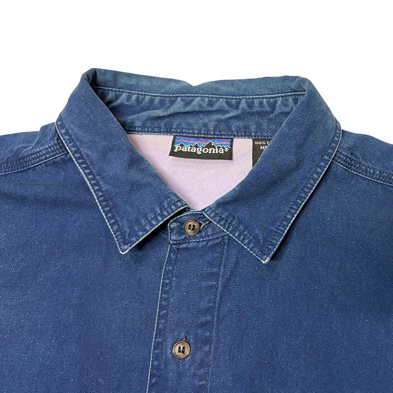 '90��patagonia �ѥ����˥���INDIGO WORK SHIRTS ����ǥ��� �������ġ�col.INDIGO��size:MEN'S XL��COTTON100%����VINTAGE �ӥ�ơ����ۡ���šۡ�Ź�޻����Բġ�