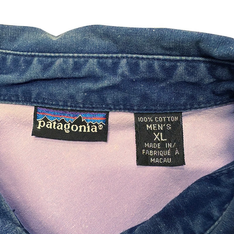 '90��patagonia �ѥ����˥���INDIGO WORK SHIRTS ����ǥ��� �������ġ�col.INDIGO��size:MEN'S XL��COTTON100%����VINTAGE �ӥ�ơ����ۡ���šۡ�Ź�޻����Բġ�