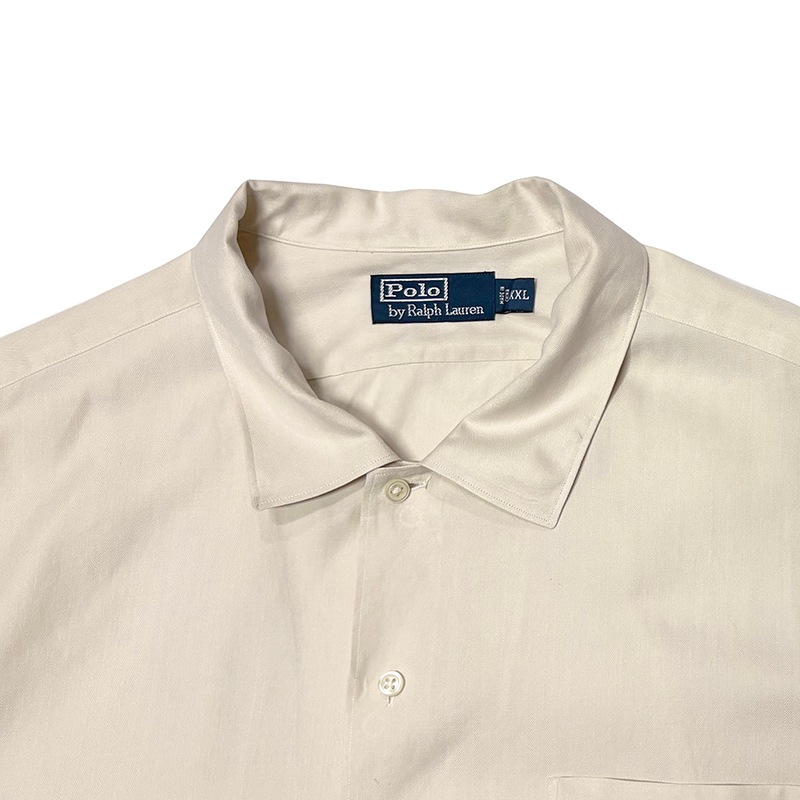 90s��Polo by Ralph Lauren �ݥ� ���ե������L/S SILK SHIRT ���󥰥��꡼�� ���륯����� ��col.NATURAL��size:XXL ��VINTAGE �ӥ�ơ����ۡ���šۡ�Ź�޻����Բġ�