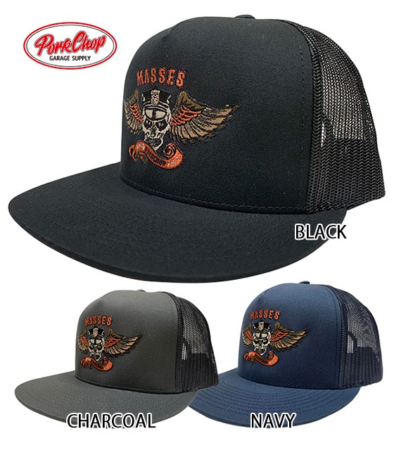 MASSES ޥ  PORKCHOP GARAGE SUPPLY ݡå 졼 ץ饤MESH CAP EAGLE P å奭å 롡3(BLACK/CHARCOAL/NAVY)