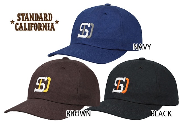 STANDARD CALIFORNIA ����������ɥ���ե���˥� SD Logo Baseball Cap ���� �١����ܡ��� ����åס�3����Navy/Black/Brown��Made in Japan