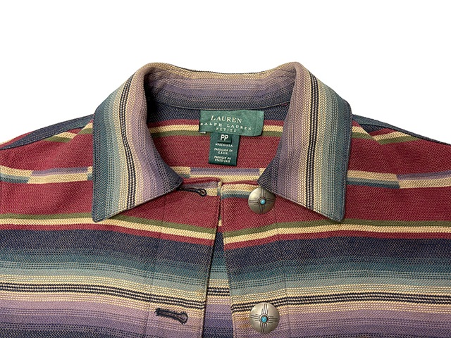 ��SALE 30%OFF�� Ralph Lauren ���ե������PETITE �ڥƥ����ȡ�NATIVE RUG CONCHO BUTTON JACKET���ͥ��ƥ����� �������ܥ��� ���㥱�å�   Ladies' ��ǥ�������size:PP��Made in U.S.A. ��USED �桼���ɡۡ���š�