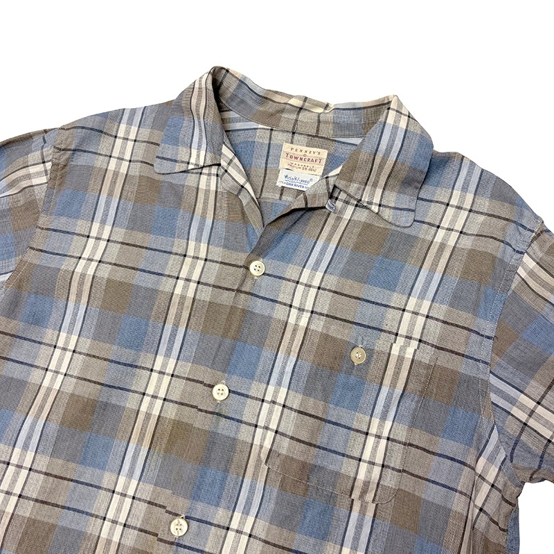 50-60s��TOWN CRAFT �����󥯥�եȡ�OPEN COLLAR SHIRTS �����ץ󥫥顼 ����ġ�size:MEDIUM(15-15 1/2)��DAN RIVER��Wrinkl��SHED��PENNEY'S��VINTAGE �ӥ�ơ����ۡ���š�