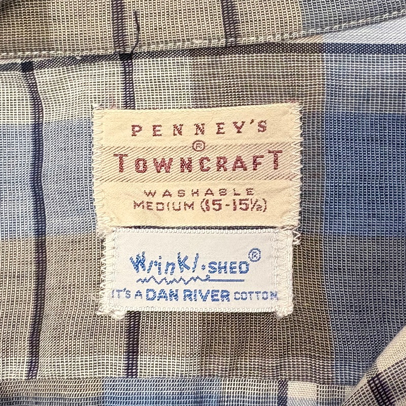 50-60s��TOWN CRAFT �����󥯥�եȡ�OPEN COLLAR SHIRTS �����ץ󥫥顼 ����ġ�size:MEDIUM(15-15 1/2)��DAN RIVER��Wrinkl��SHED��PENNEY'S��VINTAGE �ӥ�ơ����ۡ���š�