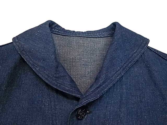 40's��US NAVY��DENIM SHAWL COLLAR JAKET with STENCIL INDIGO �ǥ˥� ���硼�륫�顼 ���㥱�åȡ����ƥ󥷥롡color:INDIGO��Vintage ������ơ����ۡ���š�