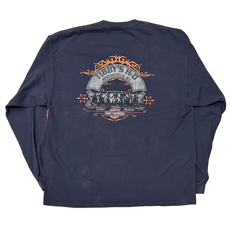 00s��Harley-Davidson �ϡ��졼���ӥåɥ���LONG SLEEVE T-SHIRTS ���󥰥��꡼�� T����ġ�col:NAVY��size:2XL��Made in U.S.A.����USED �桼���ɡۡ���šۡ�Ź�޻����Բġ�