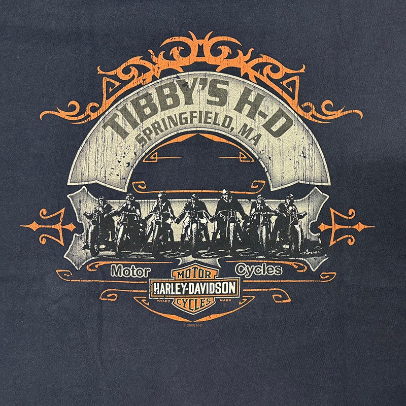 00s��Harley-Davidson �ϡ��졼���ӥåɥ���LONG SLEEVE T-SHIRTS ���󥰥��꡼�� T����ġ�col:NAVY��size:2XL��Made in U.S.A.����USED �桼���ɡۡ���šۡ�Ź�޻����Բġ�