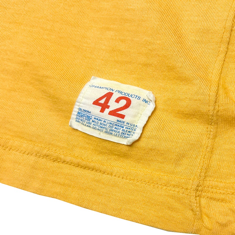 70s��Champion �����ԥ���FOOTBALL TEE �եåȥܡ��� T����ġ�col:YELLOW��size:42��Made in U.S.A. ��VINTAGE �ӥ�ơ����ۡ���š�