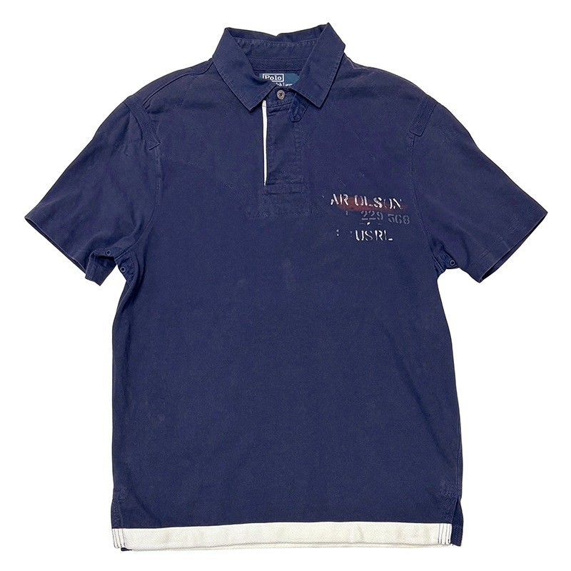 Polo by Ralph Lauren �ݥ� ���ե������S/S RUGBY SHIRT Ⱦµ �饬������ġ�col.NAVY��size:L����USED �桼���ɡۡ���š�
