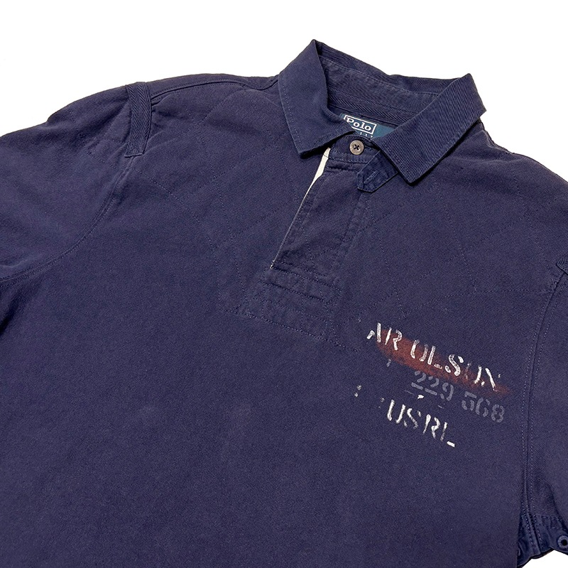 Polo by Ralph Lauren �ݥ� ���ե������S/S RUGBY SHIRT Ⱦµ �饬������ġ�col.NAVY��size:L����USED �桼���ɡۡ���š�