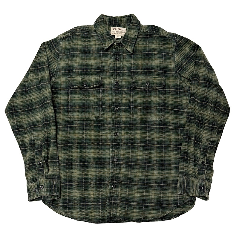 FILSON �ե��륽��L/S Cotton Flannel Shirts ���󥰥��꡼�� ���åȥ� �ե��ͥ� ����ġ�col:OLIVE GREEN��size:M���ͥ륷��� ��USED �桼���ɡۡ���šۡ�Ź�޻����Բġ�