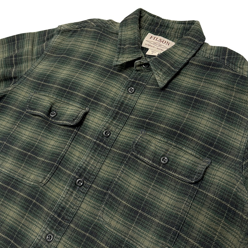 FILSON �ե��륽��L/S Cotton Flannel Shirts ���󥰥��꡼�� ���åȥ� �ե��ͥ� ����ġ�col:OLIVE GREEN��size:M���ͥ륷��� ��USED �桼���ɡۡ���šۡ�Ź�޻����Բġ�