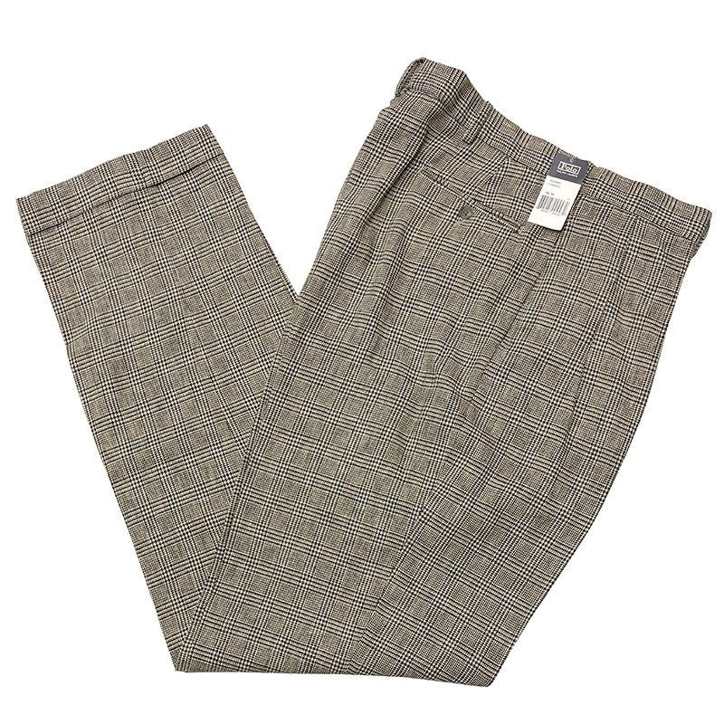 ��DEADSTOCK�� 90s��Polo by Ralph Lauren �ݥ� ���ե������COTTON/LINEN SLACKS ���åȥ��ͥ� ����å�����2���å���col.BLACK�������ꡡsize:W38��L36���ڥǥåɥ��ȥå��ۡ���šۡ�Ź�޻����Բġ�